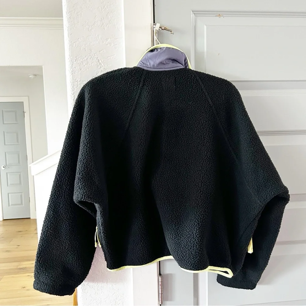 NWT Free People Hit The Slopes Fleece Jacket Black Graphite Combo - Picture 5 of 5